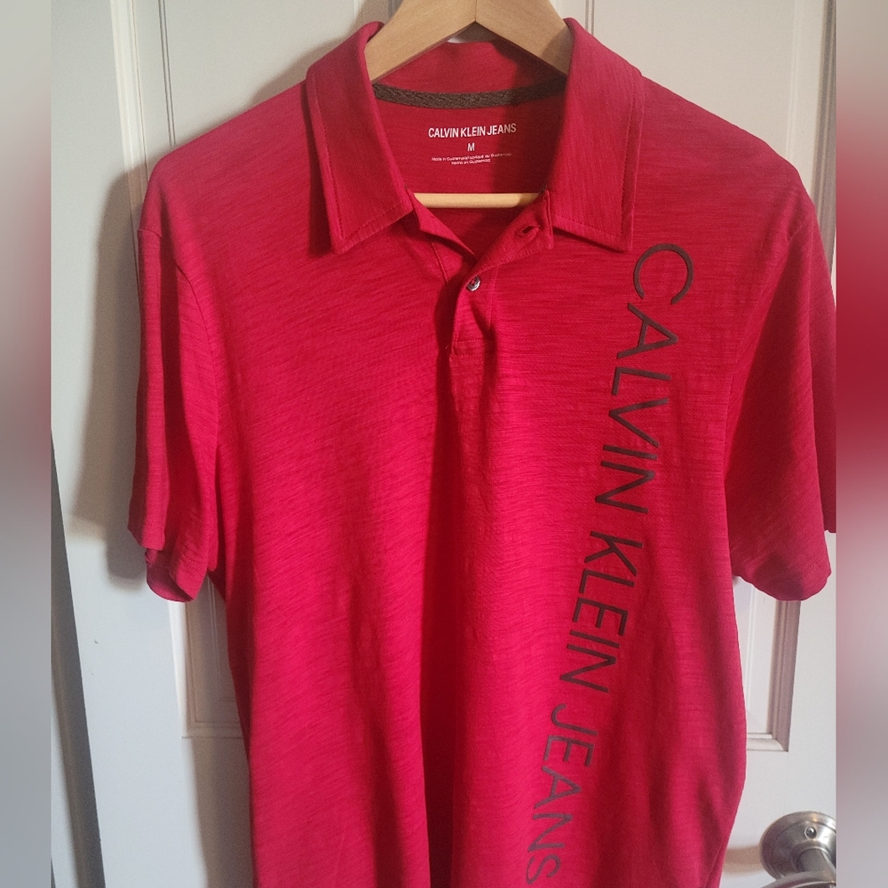 Calvin Klein Jeans Bold Red Polo Shirt
